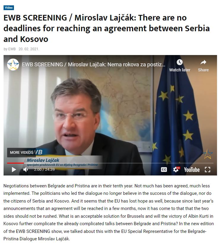 *image excerpted from Lajçak's interview for EWB on February 20, 2021.
