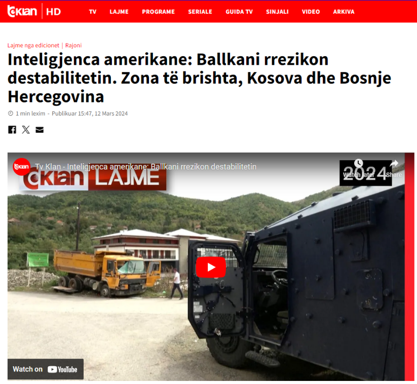 American Intelligence: The Balkans Face Destabilization Risk. Vulnerable Zones - Kosovo and Bosnia and Herzegovina
